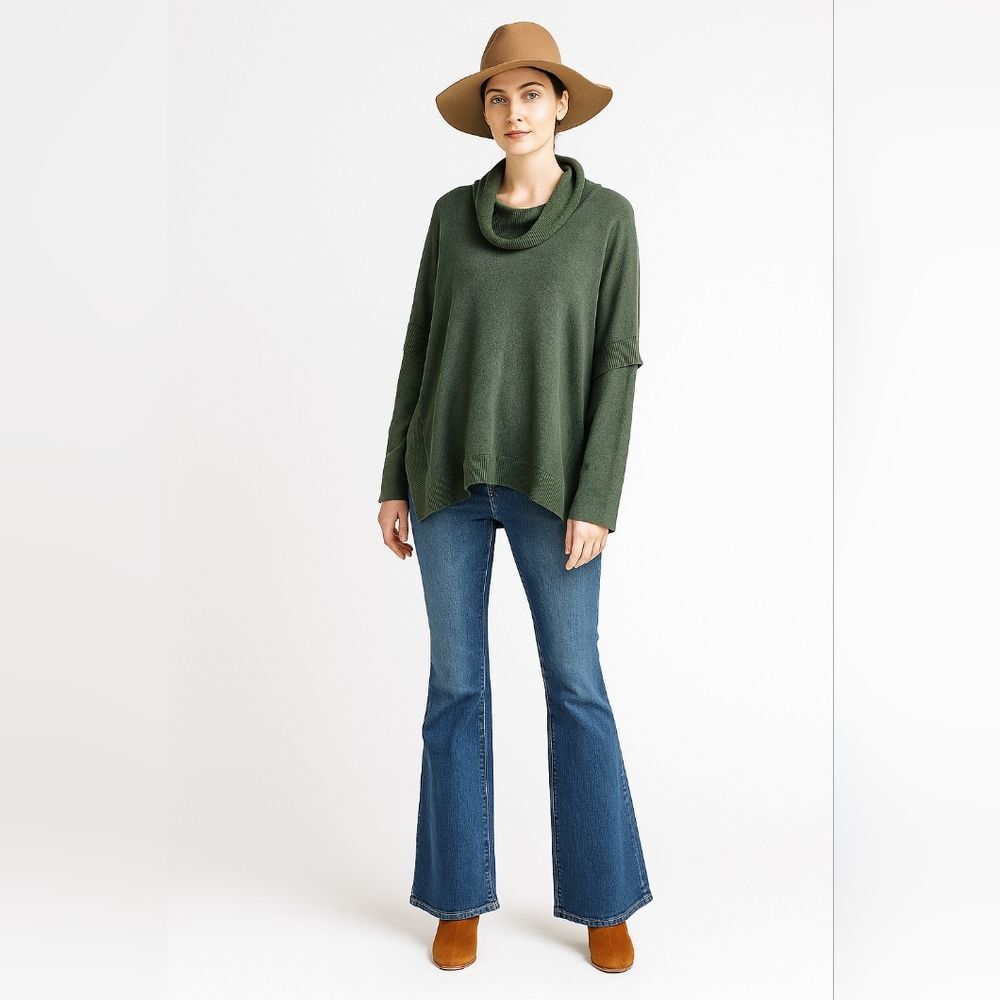 Postmark Anthropologie cowl neck ruffle long sleeve light weight sweater Large